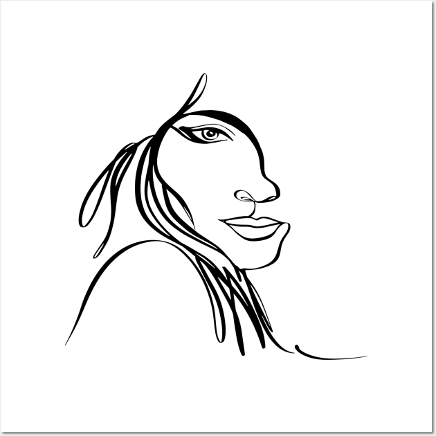 One line woman face  drawing, Abstract minimal female single line art Wall Art by 9georgeDoodle